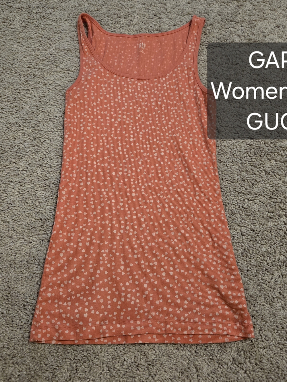 GAP Coral Tank Top with White Heart Print